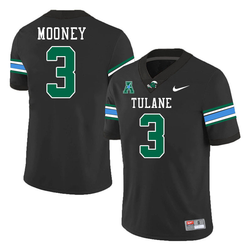 #3 Darnell Mooney Tulane Green Wave Jersey College Football Uniforms,Apparels Stitched-Black